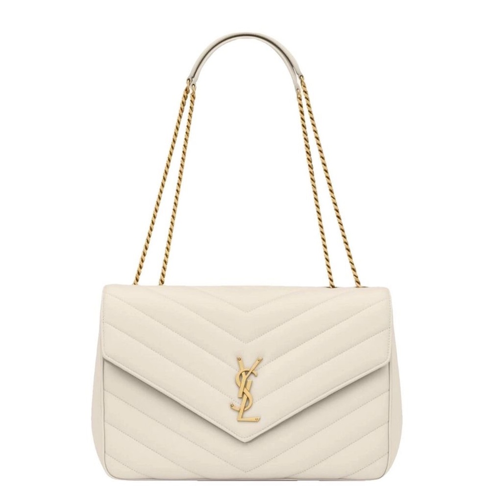 Yves Saint Laurent Ivory Quilted Shoulder Bag